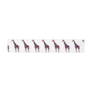 Giraffe Hot Pink and Black Silhouette Invitation Belly Band