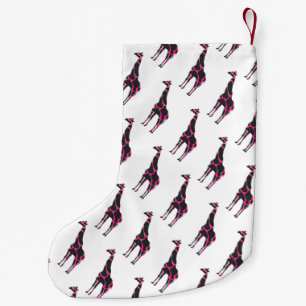 Giraffe Hot Pink and Black Silhouette Small Christmas Stocking
