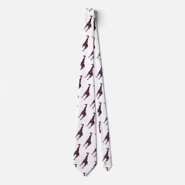 Giraffe Hot Pink and Black Silhouette Tie (Front)