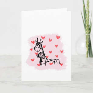 giraffe hug w hearts a' plenty holiday card