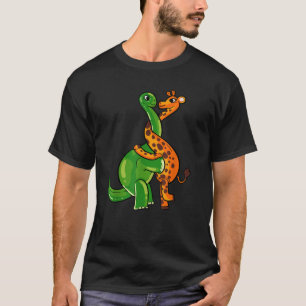 Giraffe Hugging Dinosaur Gift For Women Men Animal T-Shirt