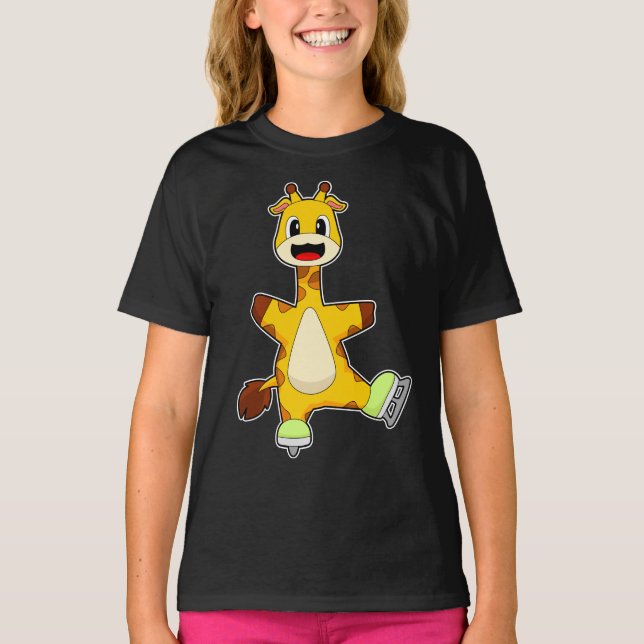 Giraffe Ice skating Ice skates T-Shirt (Front)