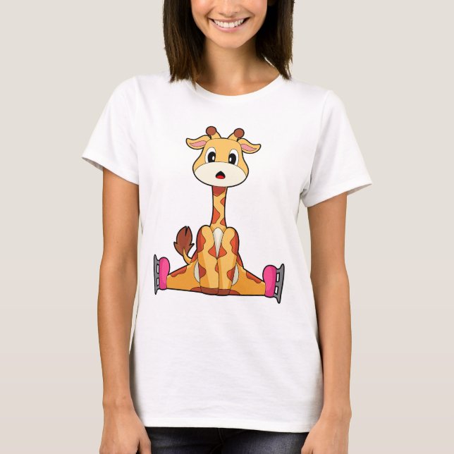 Giraffe Ice skating Ice skates Winter sports T-Shirt (Front)