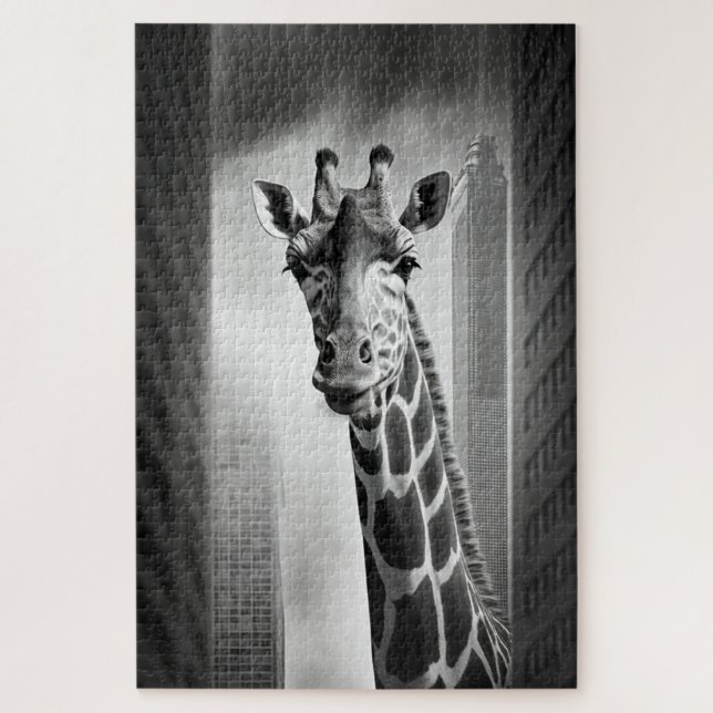 Giraffe in a Cityscape Jigsaw Puzzle (Vertical)