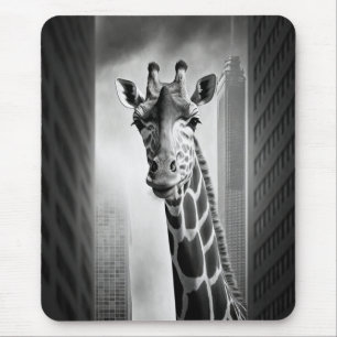 Giraffe in a Cityscape Mouse Mat