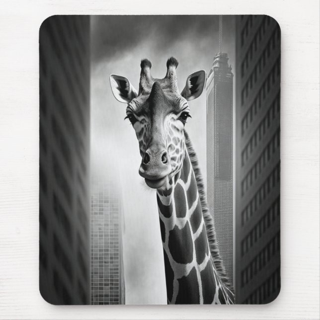 Giraffe in a Cityscape Mouse Mat (Front)