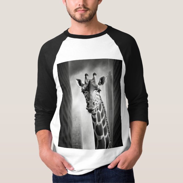 Giraffe in a Cityscape T-Shirt (Front)