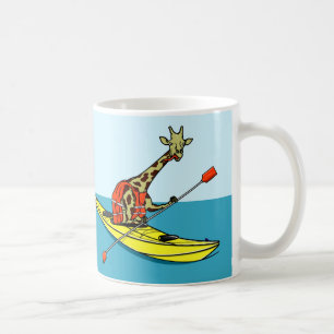 Giraffe in a kayak coffee mug