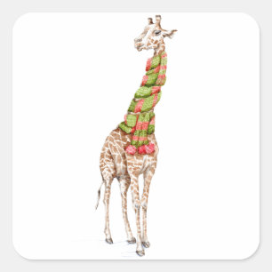 Giraffe in a Scarf Square Sticker