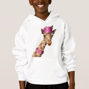 Giraffe in a sparkly pink hat