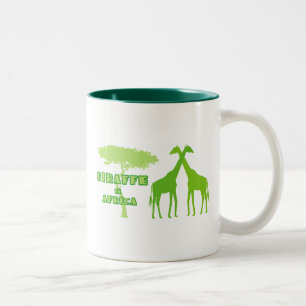 Giraffe in Africa (Green) Two-Tone Coffee Mug