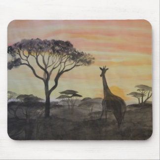 Giraffe in African Sunset Mouse Mat
