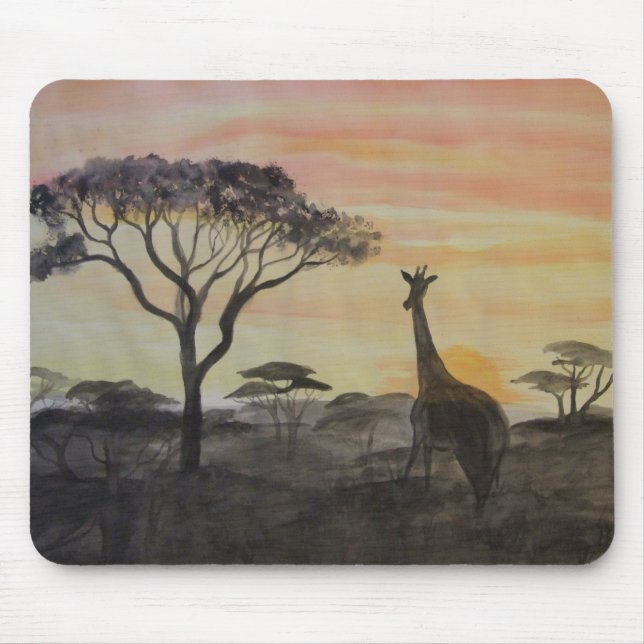 Giraffe in African Sunset Mouse Mat (Front)