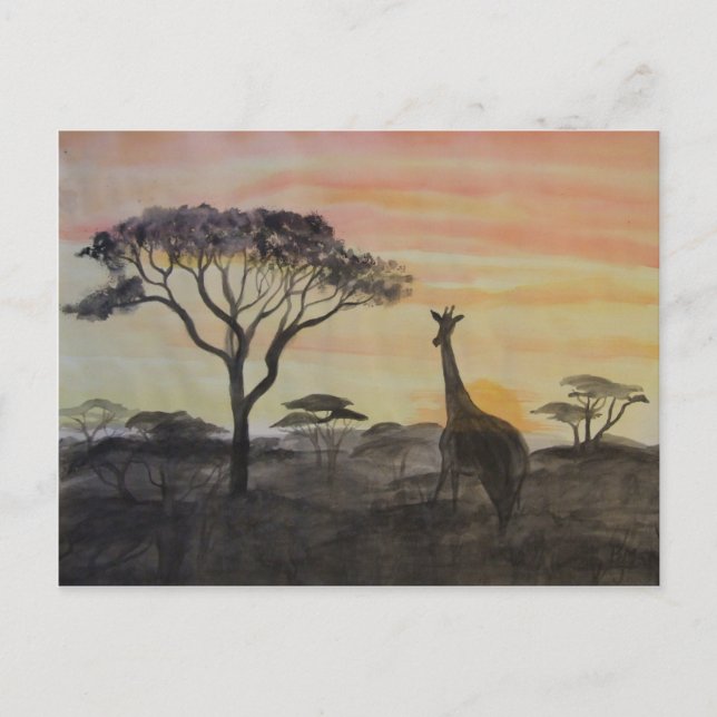 Giraffe in African Sunset Postcard (Front)