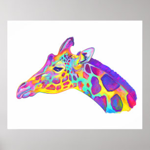 Giraffe in Colors Poster