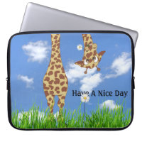 Giraffe In Grass with Daisy