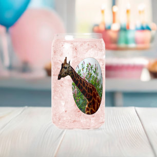Giraffe In Hibiscus Window Popot Art, Can Glass