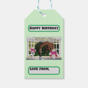 Giraffe In My Window, Birthday Gift Tags