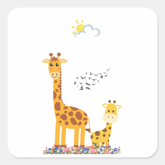 giraffe in nature square sticker (Front)