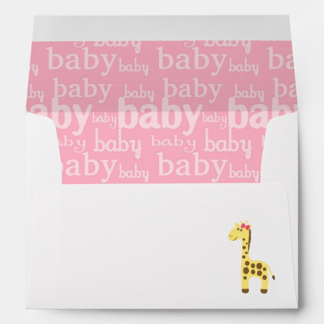 Giraffe in Pink Bow Baby Shower for Girl Envelope (Back (Bottom))