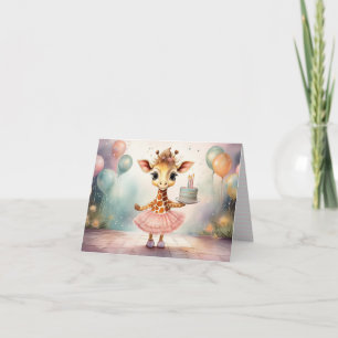 Giraffe in Pink Tutu Birthday cake Happy birthday Card