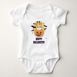 Giraffe In Pumpkin Cute Giraffes Happy Halloween Baby Bodysuit