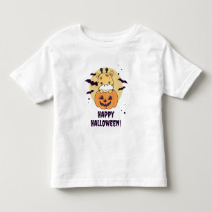 Giraffe In Pumpkin Cute Giraffes Happy Halloween Toddler T-Shirt
