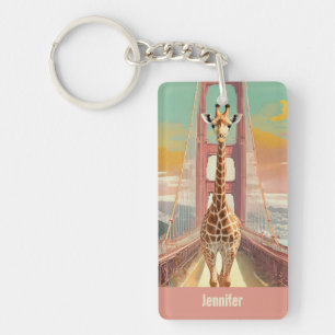 Giraffe in San Francisco on the Golden Gate Bridge Key Ring
