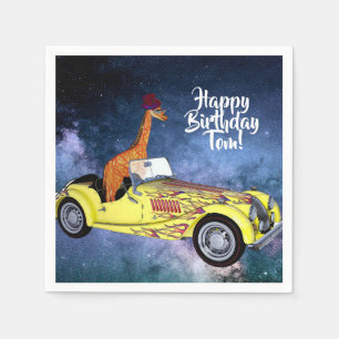 Giraffe in Space  Cocktail Paper Napkins