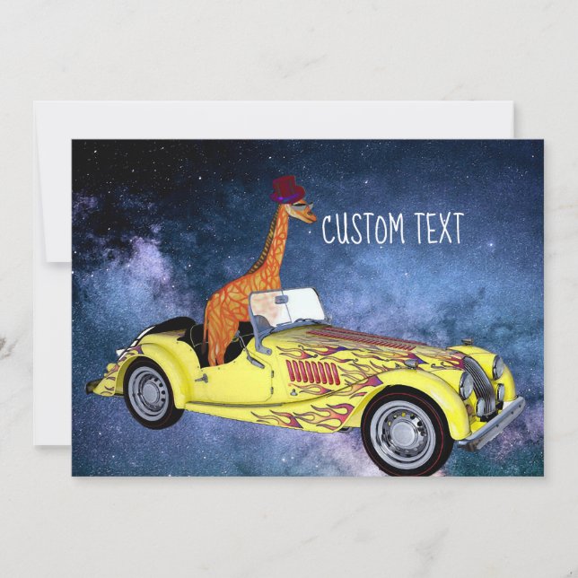 Giraffe In Space Custom Text  Postcard (Front)