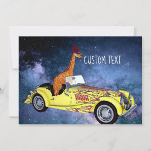 Giraffe In Space Custom Text Postcard