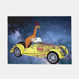 Giraffe in Space Door Mat
