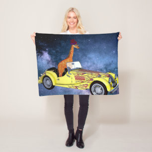 Giraffe in Space  Fleece Blanket