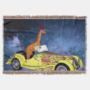 Giraffe in Space  Throw Blanket