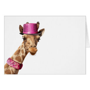 Giraffe in sparkly pink hat