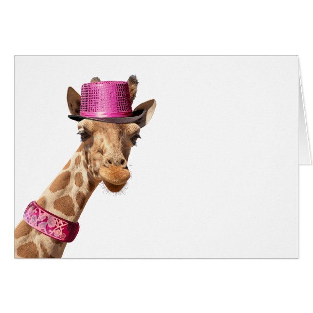 Giraffe in sparkly pink hat (Front Horizontal)