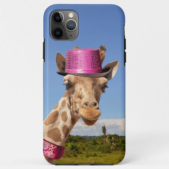 Giraffe in sparkly pink hat Case-Mate iPhone case (Back)