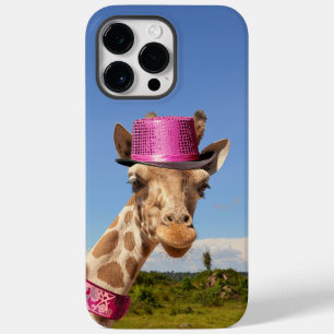 Giraffe in sparkly pink hat Case-Mate iPhone 14 pro max case