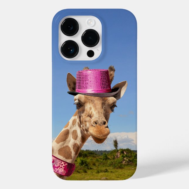 Giraffe in sparkly pink hat Case-Mate iPhone case (Back)