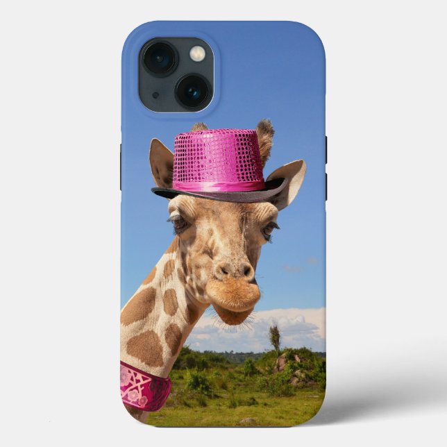 Giraffe in sparkly pink hat Case-Mate iPhone case (Back)