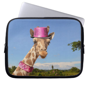 Giraffe in sparkly pink hat Electronics Bag