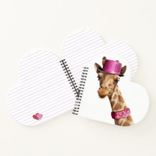 Giraffe in sparkly pink hat notebook