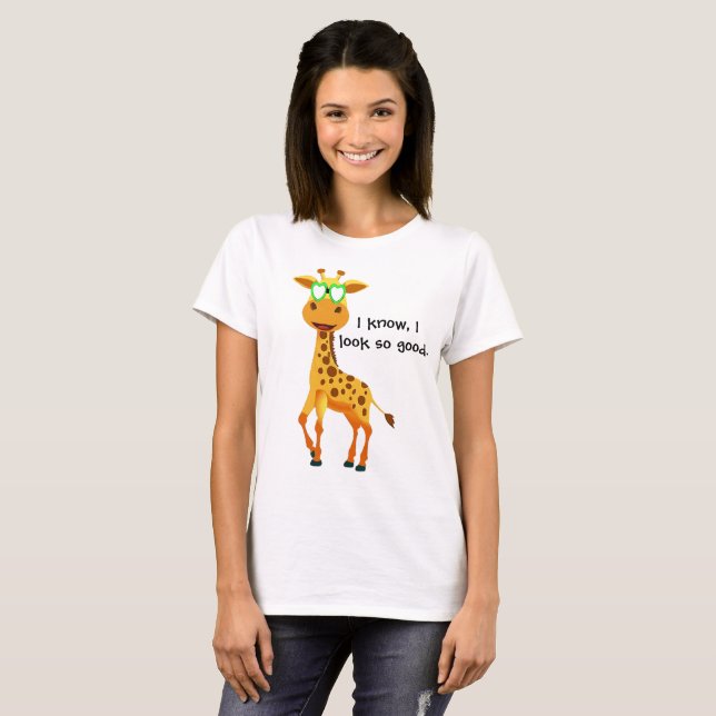 giraffe in style with glasses for her T-Shirt (Front Full)