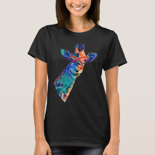 Giraffe in Sunglasses Rainbow Watercolor AI Style T-Shirt