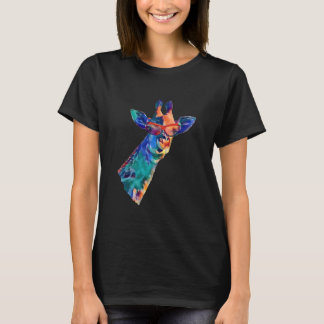 Giraffe in Sunglasses Rainbow Watercolor AI Style T-Shirt