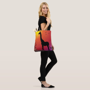Giraffe in sunset shoulder tote