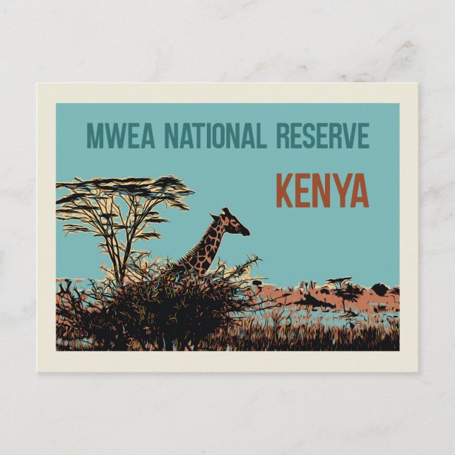 Giraffe in the Mwea National Reserve, Kenya Postcard (Front)