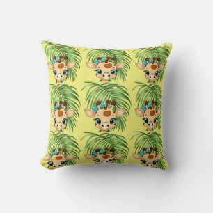 Giraffe in the Savanna Throw Pillow