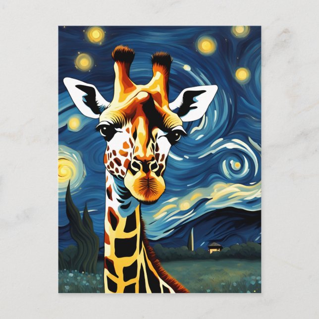 Giraffe in the Starry Night Postcard (Front)