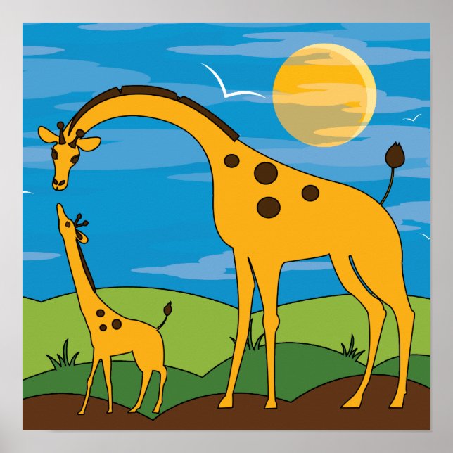 Giraffe in the Wild Kids Room Decor Animal Poster (Front)